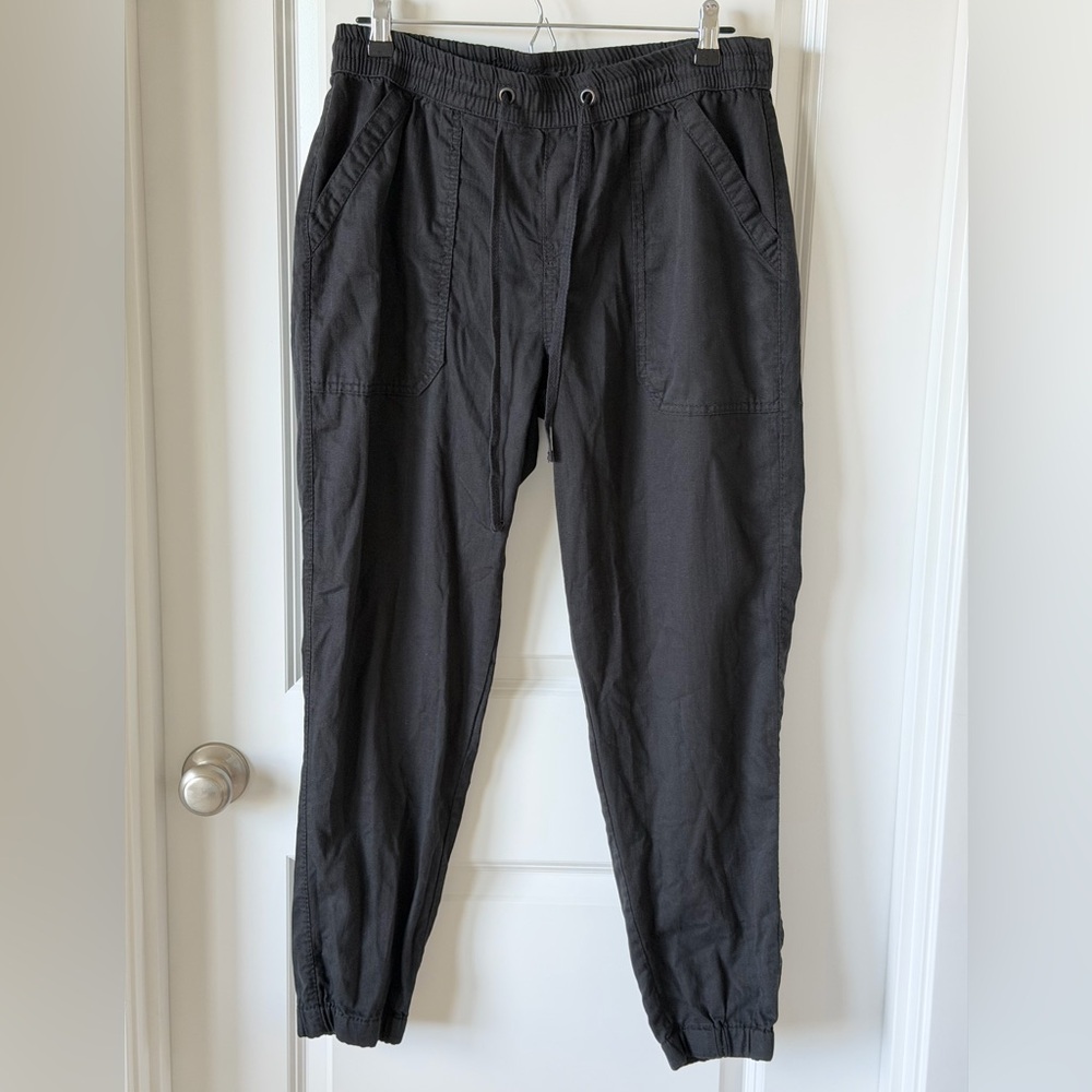 Supplies Black Jogger Pants-Cotton/Tencel Blend,Linen Like Texture-L